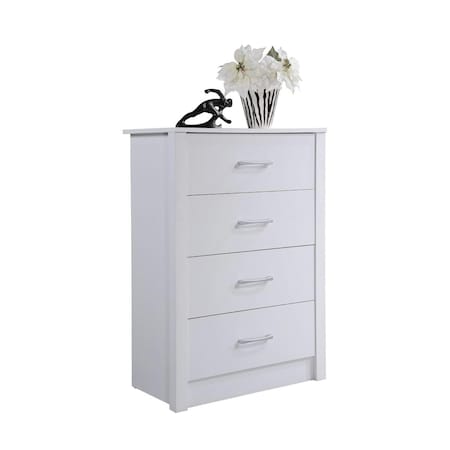 Hodedah 4-Drawer Chest, White HI413DR WHITE